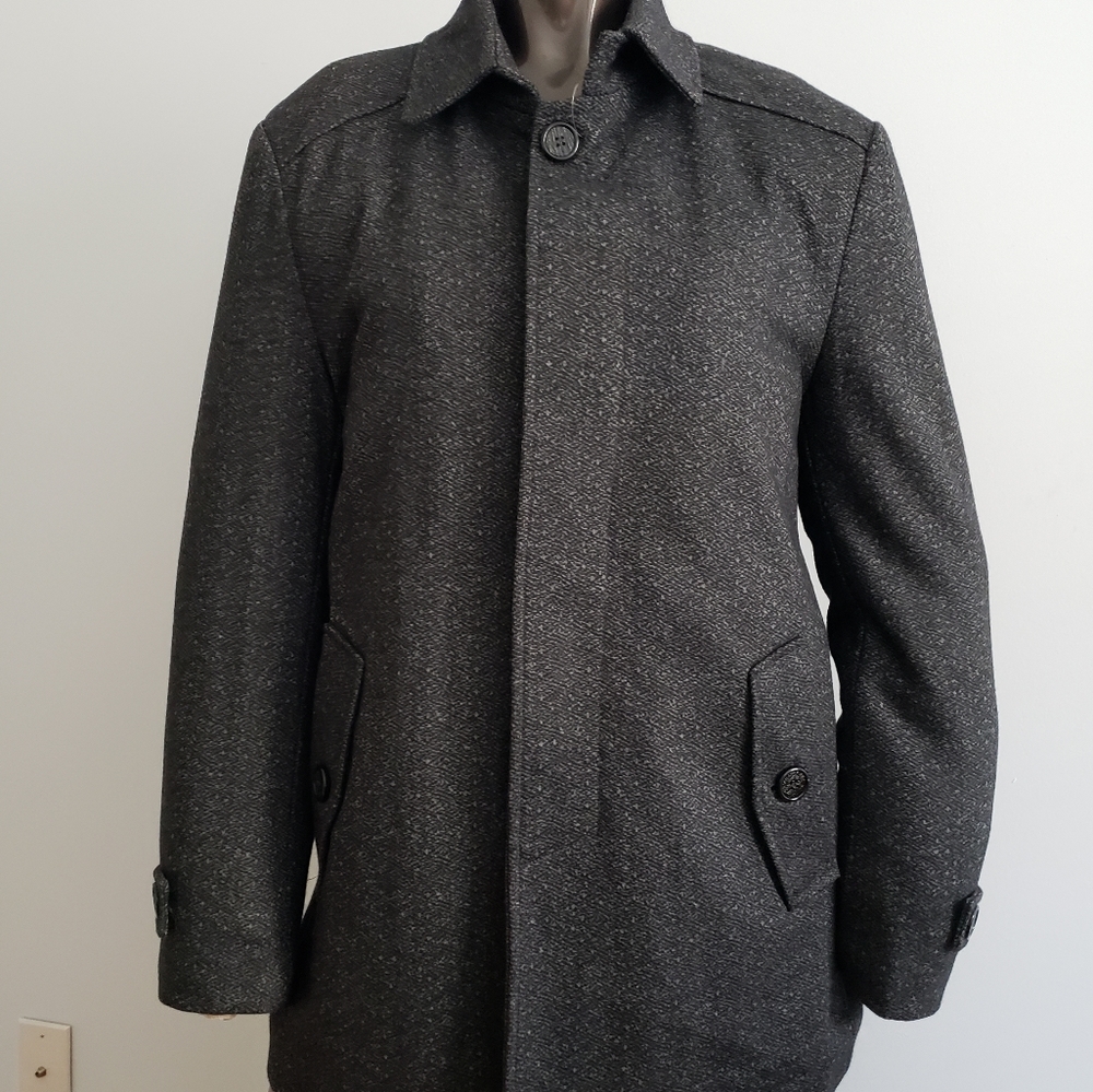 Mens Wool Single Breasted Fitted Pea Coat